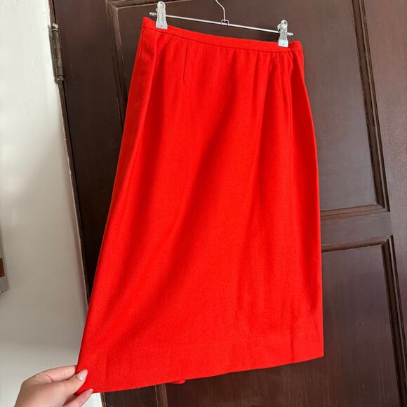 1960s Vintage | GARLAND Orange Wool Straight Column Skirt | Approx Size 4 - Picture 3 of 6